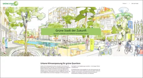 Homepage of the website www.gruene-stadt-der-zukunft.de